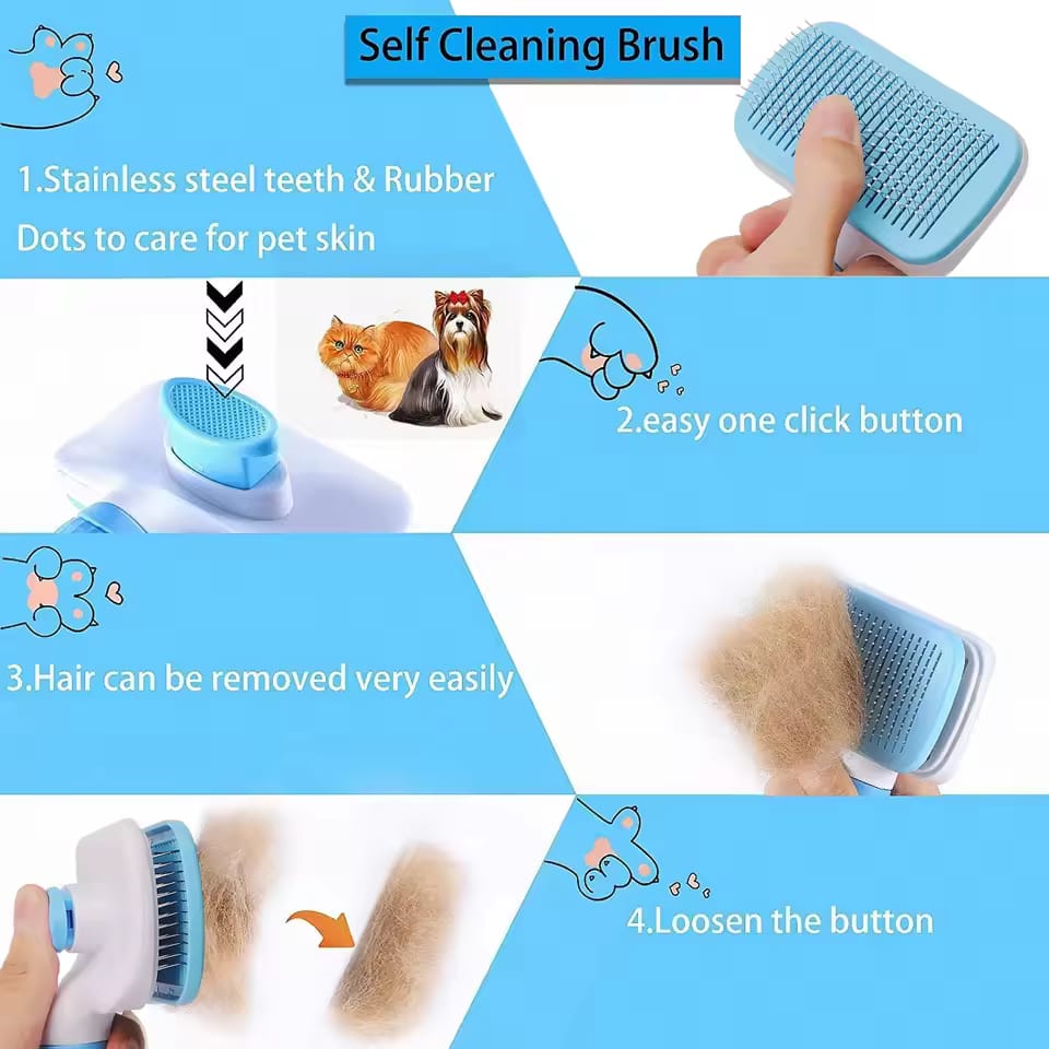 Self-Cleaning Pet Grooming Brush – Pain-Free De-Shedding Comb for Dogs & Cats